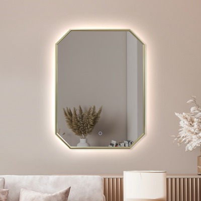 AL 프레임 팔각R(직) 600x800 - 골드 LED 간접 조명 거울