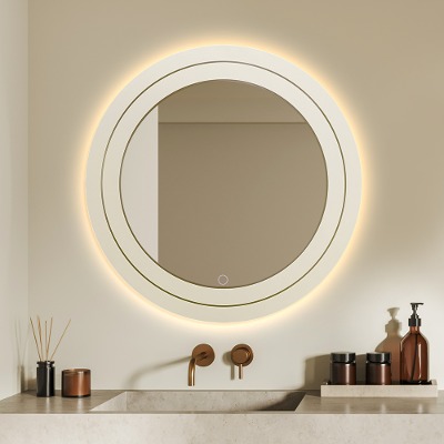 투톤 LED 조명 거울 - 원형